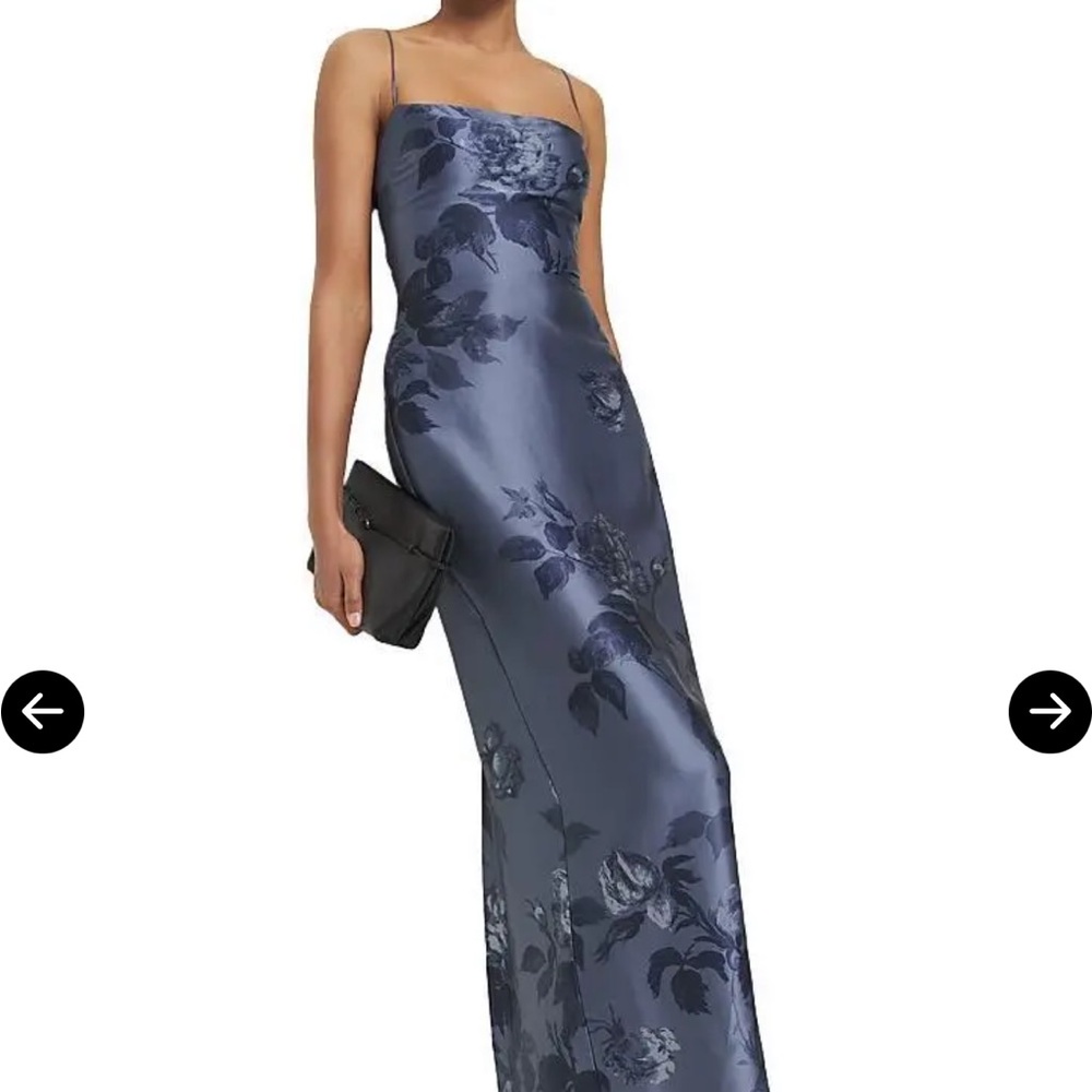 Reformation Frankie Dress in Trieste Border blue